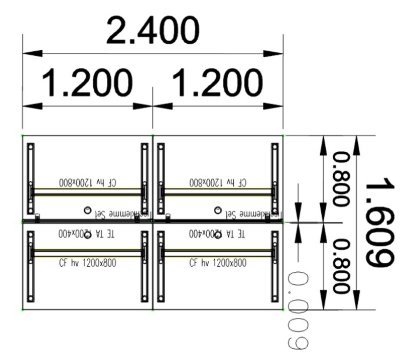 Teamarbeitsplatz TG1 für 4 Personen Stellfläche