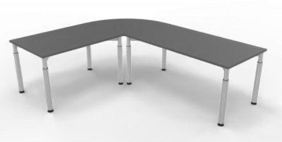Winkelschreibtisch YE3 240x200 cm Grafit Gestell Silber