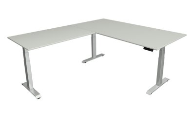 Winkelschreibtisch 180x180 cm Move4 Lichtgrau-Silber