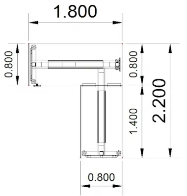 Winkelschreibtisch 180 x 220 cm elektrisch höhenverstellbar Stellfläche