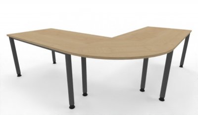 Winkelschreibtisch 220 x 220 cm H220 Gestellfarbe Grafit Tischplatten Ahorn