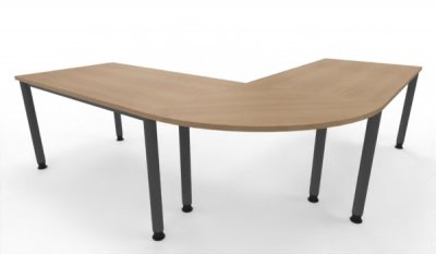 Winkelschreibtisch 220 x 220 cm H220 Gestellfarbe Grafit Tischplatten Eiche