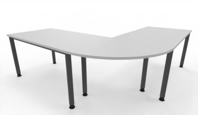 Winkelschreibtisch 220 x 220 cm H220 Gestellfarbe Grafit Tischplatten Weiß