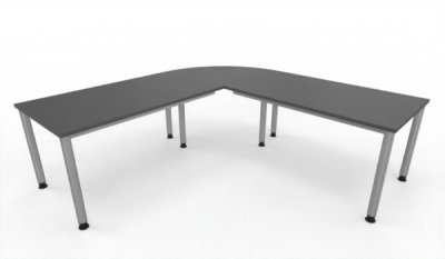Winkelschreibtisch 220 x 220 cm H220 Gestellfarbe Silber Tischplatten Grafit