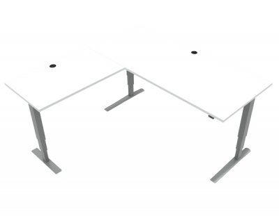 Winkelschreibtisch CS43 elektrisch höhenverstellbar 180x180 cm Weiss