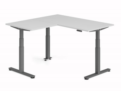 Winkelschreibtisch DSM 160x160cm elektrisch höhenverstellbar Grafit-Lichtgrau