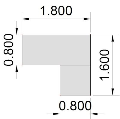 Winkelschreibtisch DSM 180x160 cm elektrisch höhenverstellbar Stellfläche Zeichnung