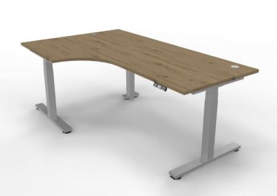 Winkelschreibtisch DSM elektrisch höhenverstellbar Silber-Asteiche