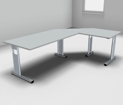 Winkelschreibtisch GR2 240x160cm Lichtgrau