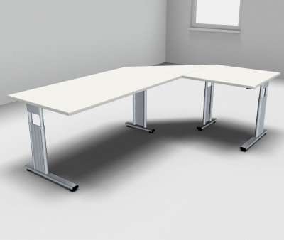 Winkelschreibtisch GR2 240x160cm Weiss