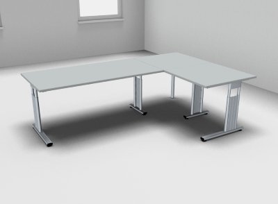 Winkelschreibtisch GS6 240x160 cm Lichtgrau