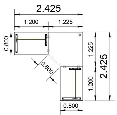 Winkelschreibtisch 242x242 cm GT7 Stellfäche