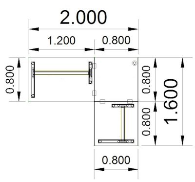 Winkelschreibtisch GV5 Stellfläche 160 x 200 cm Stellfäche