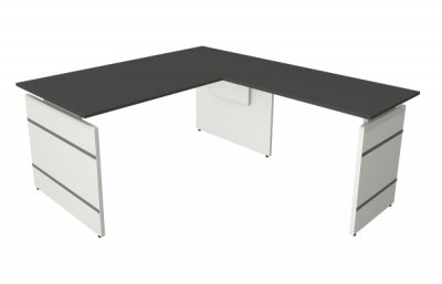 Winkelschreibtisch Form4 Wangengestell 160x180 cm Anthrazit