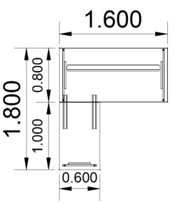Winkelschreibtisch Form4 Wangengestell 160x180 cm Stellfläche