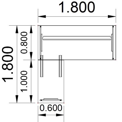 Winkelschreibtisch Form4 Wangengestell 180x180 cm Stellfläche