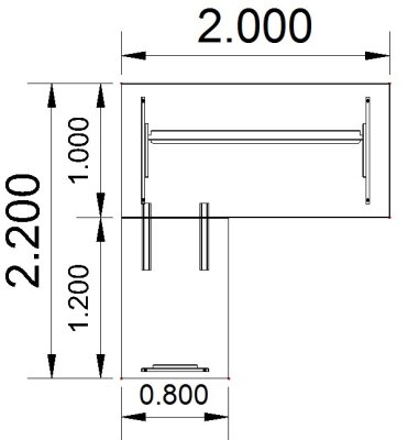 Winkelschreibtisch Form4 Wangengestell 200x220 cm Stellfläche