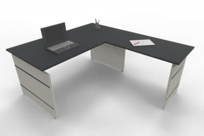 Winkelschreibtisch Form4 Wangengestell 160x180cm Tischplatten Anthrazit