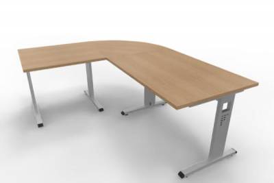 Winkelschreibtisch OE1 160x200 cm Eiche-Silber