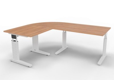 Schreibtischkombination UE1 Gestell Weiss Nussbaum