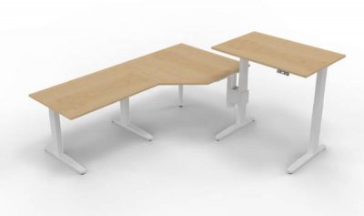 Winkelschreibtisch XBM7 243x240 cm Ahorn Gestell Weiß