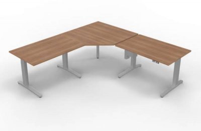 Winkelschreibtisch XBM7 243x240 cm Nussbaum Gestell Silber