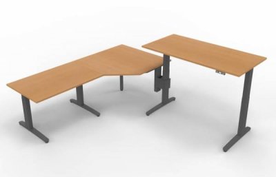 Winkelschreibtisch XBM8 283x240 cm Buche Gestell Grafit