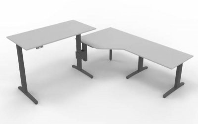 Winkelschreibtisch XBM8 283x240 cm Lichtgrau Gestell Grafit