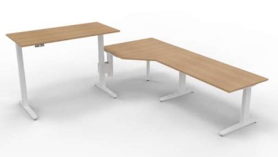 Winkelschreibtisch XBM9 283x280 cm Eiche Gestell Weiss