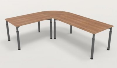 Winkelschreibtisch YE3 Nussbaum Gestell Grafit