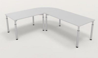 Winkelschreibtisch YE3 240x200 cm  Lichtgrau Gestell Silber