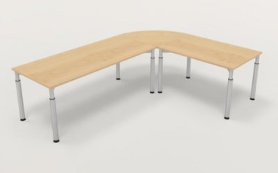 Winkelschreibtisch YE5 Ahorn Gestell Silber