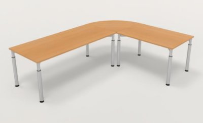 Winkelschreibtisch YE5 Buche Gestell Silber