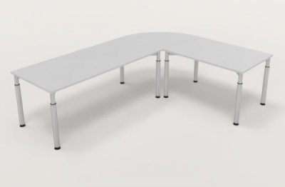 Winkelschreibtisch YE5 Lichtgrau Gestell Silber