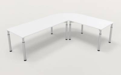 Winkelschreibtisch YE5 Weiss Gestell Silber