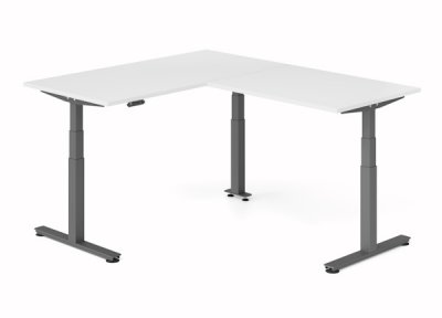 Winkelschreibtisch DSM 160x200 cm elektrisch höhenverstellbar Grafit-Weiss