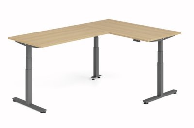 Winkelschreibtisch DSM 160x240 cm elektrisch höhenverstellbar Grafit-Eiche