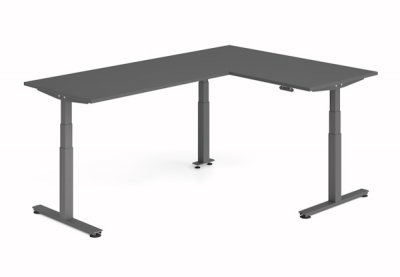 Winkelschreibtisch DSM 160x240 cm elektrisch höhenverstellbar Grafit-Grafit