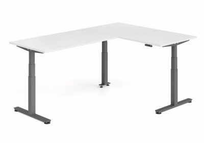 Winkelschreibtisch DSM 160x240 cm elektrisch höhenverstellbar Grafit-Weiss