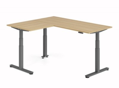 Winkelschreibtisch DSM 180x160 cm elektrisch höhenverstellbar Grafit-Eiche