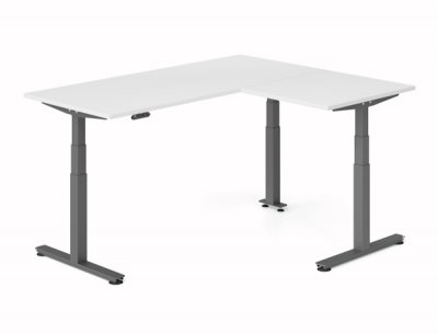 Winkelschreibtisch DSM 180x160 cm elektrisch höhenverstellbar Grafit-Weiss
