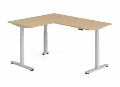 Winkelschreibtisch DSM 180x160 cm elektrisch höhenverstellbar Silber-Eiche