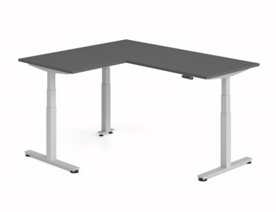Winkelschreibtisch DSM 180x160 cm elektrisch höhenverstellbar Silber-Grafit