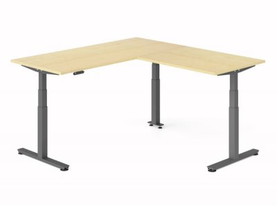 Winkelschreibtisch DSM 180x200 cm elektrisch höhenverstellbar Grafit-Ahorn