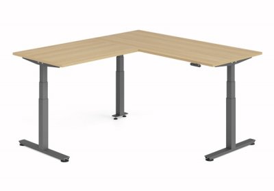 Winkelschreibtisch DSM 180x200 cm elektrisch höhenverstellbar Grafit-Eiche