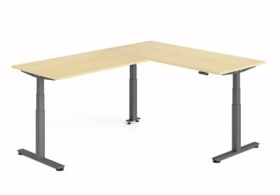 Winkelschreibtisch DSM 180x240 cm elektrisch höhenverstellbar Grafit-Ahorn