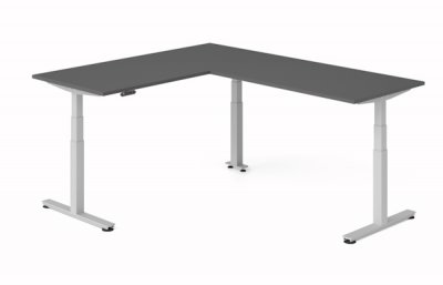 Winkelschreibtisch DSM 180x240 cm elektrisch höhenverstellbar Silber-Grafit