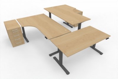 Teamarbeitsplatz DSM4 für 3 Personen Tischplatten Ahron Gestell Grafit