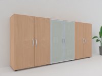 Büro Schrankwand MA1 3-teilig 240 cm breit 110,4 cm hoch Buche