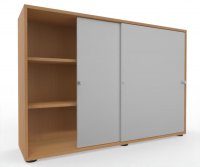 Schiebetürenschrank Master 160 cm breit 3 Ordnerhöhen Korpus Buche Türen Silber